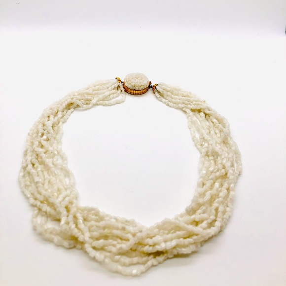 RARE Vintage Estate Italian Deco White Necklace - Picture 5 of 12